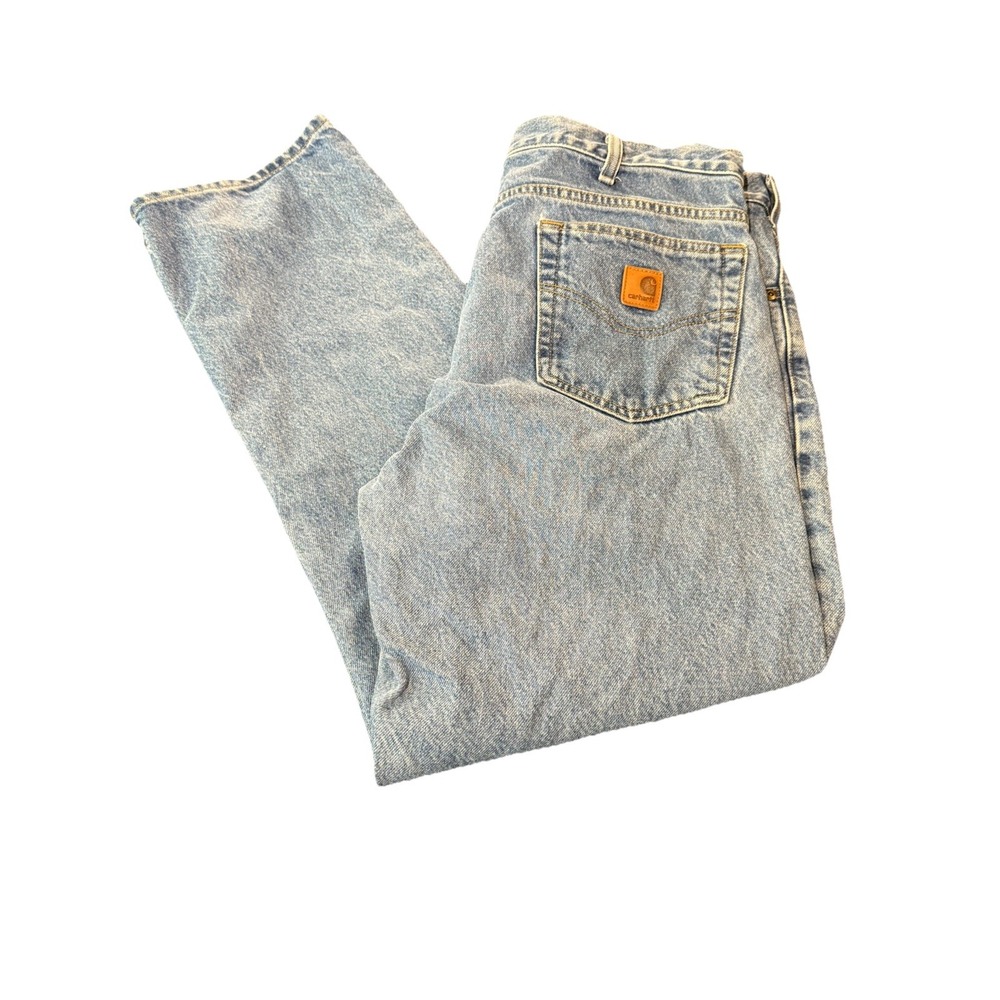 Vintage Carhartt Carpenter Jeans Light Wash Faded Distressed Workwear 38x32
